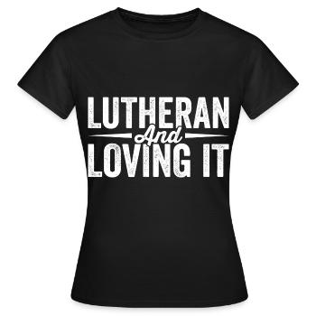 Confirmation de la religion rétro-luthérienne - T-shirt Femme - noir - Devant - AI Model Female 172 dark (172cm)