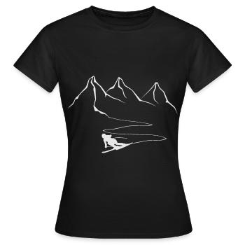 Apres ski on the mountain by ski school and deep snow - Women's T-Shirt - black - Front - AI Model Female 172 dark (172cm)