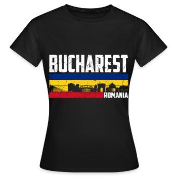 Bukarest Rumänien Stadt Rumänisch - Frauen T-Shirt - Schwarz - Vorne - AI Model Female 172 dark (172cm)