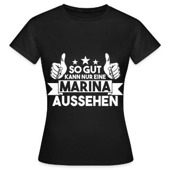 Marina - Frauen T-Shirt - Schwarz - Vorne - AI Model Female 172 dark (172cm)