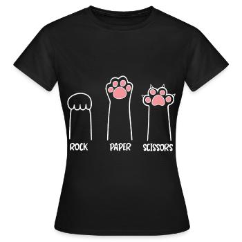 Chat mignon patte de roche papier ciseaux drôle jeu de main - T-shirt Femme - noir - Devant - AI Model Female 172 dark (172cm)