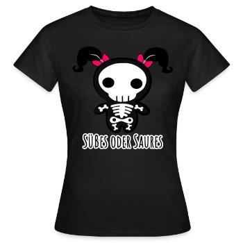 Sweet ou traiter des tresses roses squelettiques de Helloween - T-shirt Femme - noir - Devant - AI Model Female 172 dark (172cm)