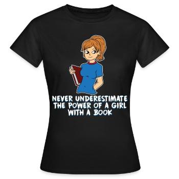 Livres Livre Lecture Bouquine fille cadeau - T-shirt Femme - noir - Devant - AI Model Female 172 dark (172cm)