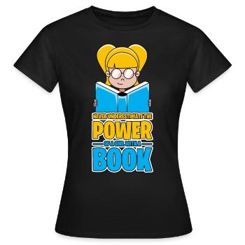 Livres Livre Lecture Bouquine fille cadeau - T-shirt Femme - noir - Devant - AI Model Female 172 dark (172cm)