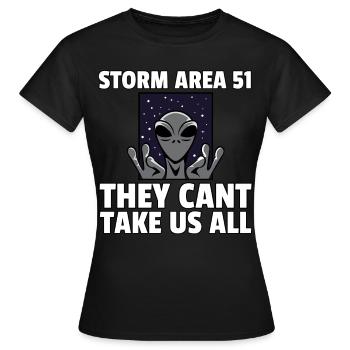 Alien Ufo Extraterrestrial Space All Lustig Area 51 - Women's T-Shirt - black - Front - AI Model Female 172 dark (172cm)