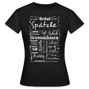 Die man essen kann auf schwäbisch - Frauen T-Shirt - Schwarz - Vorne - AI Model Female 172 dark (172cm)