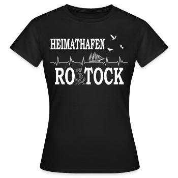 Herzschlag Heimathafen Rostock Rostocker Ostsee - Frauen T-Shirt - Schwarz - Vorne - AI Model Female 172 dark (172cm)