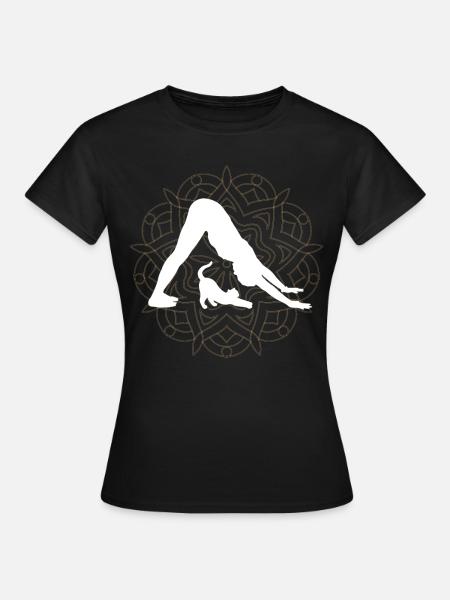 Yoga chats méditation mandala Namaste - T-shirt Femme - noir