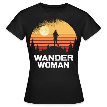 Wanderwoman hiking trekking mountains nature - Women's T-Shirt - black - Front - AI Model Female 172 dark (172cm)