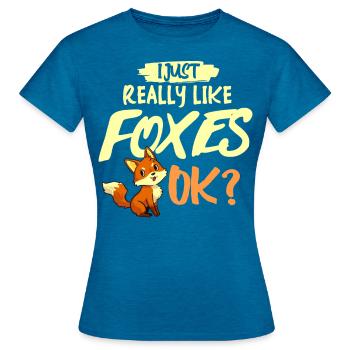 Fuchs Rotfuchs Lustiges Wildhund Füchse - Frauen T-Shirt - Antikblaues Saphir meliert - Vorne - AI Model Female 172 dark (172cm)