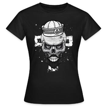 Skelett Matrose Seefahrt - Frauen T-Shirt - Schwarz - Vorne - AI Model Female 172 dark (172cm)