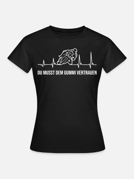 Herzschlag Motorradfahrer Schräglage Motorrad - Frauen T-Shirt - Schwarz