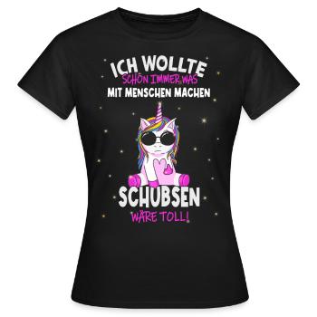Schon immer was mit Menschen machen - Einhorn - Frauen T-Shirt - Schwarz - Vorne - AI Model Female 172 dark (172cm)