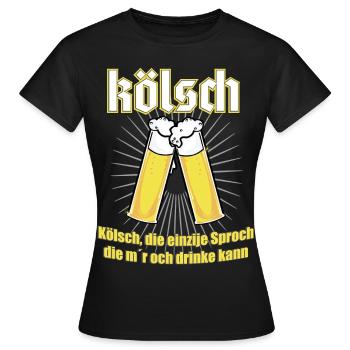 Kölsch T-Shirt - Bier und Mundart aus Köln - Frauen T-Shirt - Schwarz - Vorne - AI Model Female 172 dark (172cm)