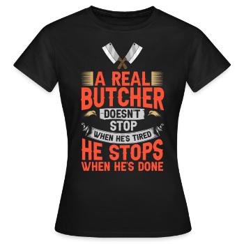 Butcher Meat Cutter Butcher Butcher's Shop - T-shirt Femme - noir - Devant - AI Model Female 172 dark (172cm)