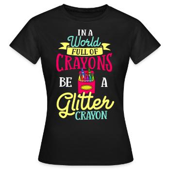 Crayon Box Colored Pencil Wax Case Wax Crayon - Women's T-Shirt - black - Front - AI Model Female 172 dark (172cm)