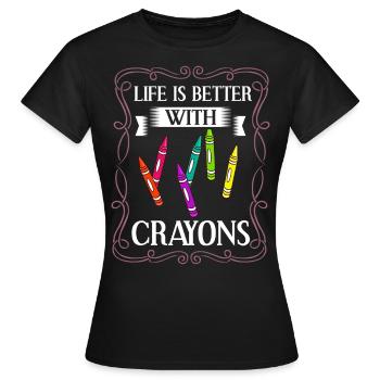 Crayon Box Colored Pencil Wax Case Wax Crayon - Women's T-Shirt - black - Front - AI Model Female 172 dark (172cm)