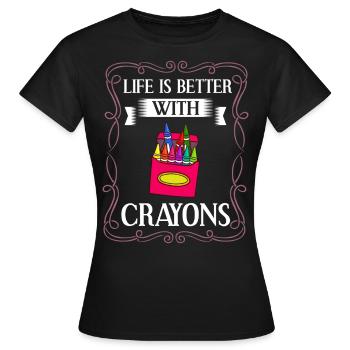 Crayon Box Colored Pencil Wax Case Wax Crayon - Women's T-Shirt - black - Front - AI Model Female 172 dark (172cm)