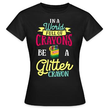 Crayon Box Colored Pencil Wax Case Wax Crayon - Women's T-Shirt - black - Front - AI Model Female 172 dark (172cm)