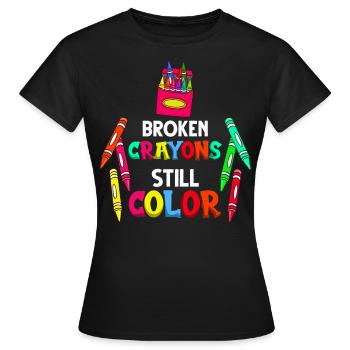 Crayon Box Colored Pencil Wax Case Wax Crayon - Women's T-Shirt - black - Front - AI Model Female 172 dark (172cm)