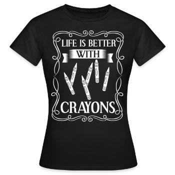 Crayon Box Colored Pencil Wax Case Wax Crayon - Women's T-Shirt - black - Front - AI Model Female 172 dark (172cm)