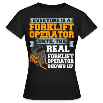 Conducteur de chariot élévateur Élévateur - T-shirt Femme - noir - Devant - AI Model Female 172 dark (172cm)