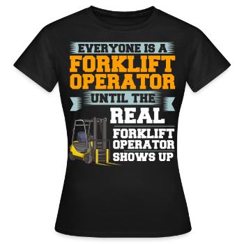 Conducteur de chariot élévateur Élévateur - T-shirt Femme - noir - Devant - AI Model Female 172 dark (172cm)