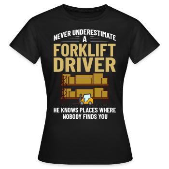 Conducteur de chariot élévateur Élévateur - T-shirt Femme - noir - Devant - AI Model Female 172 dark (172cm)