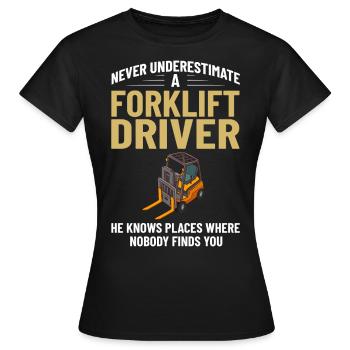 Conducteur de chariot élévateur Élévateur - T-shirt Femme - noir - Devant - AI Model Female 172 dark (172cm)