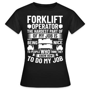 Conducteur de chariot élévateur Élévateur - T-shirt Femme - noir - Devant - AI Model Female 172 dark (172cm)