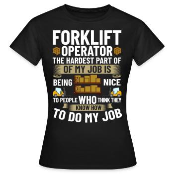 Conducteur de chariot élévateur Élévateur - T-shirt Femme - noir - Devant - AI Model Female 172 dark (172cm)