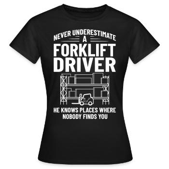 Conducteur de chariot élévateur Élévateur - T-shirt Femme - noir - Devant - AI Model Female 172 dark (172cm)