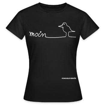 Moin mit Möwe die Möwe ! - Moin Begrüßung - Frauen T-Shirt - Schwarz - Vorne - AI Model Female 172 dark (172cm)