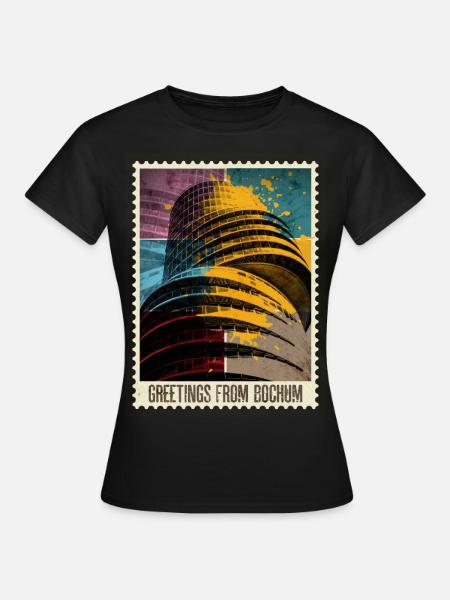 Bochum Deutschland Stadt Skyline Briefmarke Bunt - Frauen T-Shirt - Schwarz