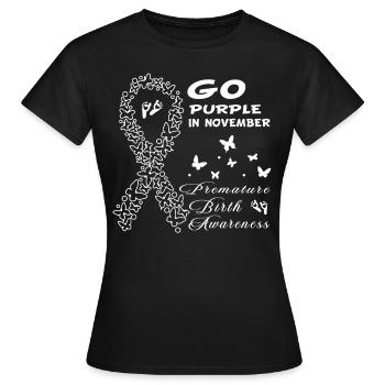 Premature Birth Conscious Purple Bow - Women's T-Shirt - black - Front - AI Model Female 172 dark (172cm)