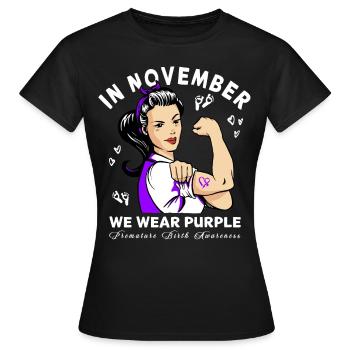 Premature Birth Conscious Purple Bow - Women's T-Shirt - black - Front - AI Model Female 172 dark (172cm)