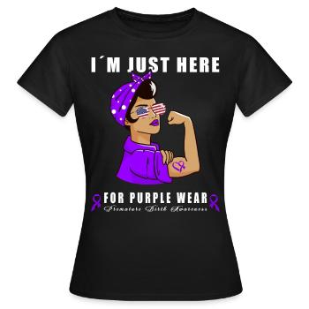 Premature Birth Conscious Purple Bow - Women's T-Shirt - black - Front - AI Model Female 172 dark (172cm)