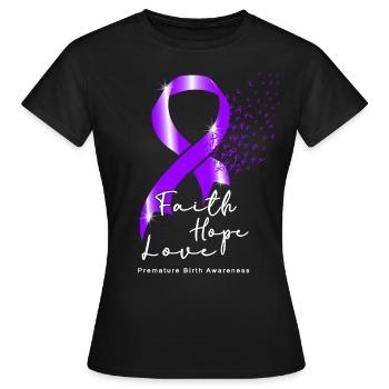 Premature Birth Conscious Purple Bow - Women's T-Shirt - black - Front - AI Model Female 172 dark (172cm)