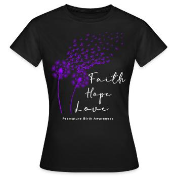 Premature Birth Conscious Purple Bow - Women's T-Shirt - black - Front - AI Model Female 172 dark (172cm)