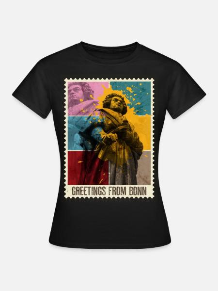 Bonn Deutschland Stadt Skyline Briefmarke Bunt - Frauen T-Shirt - Schwarz