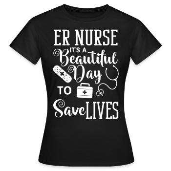 Infirmière d’urgence Premiers soins - T-shirt Femme - noir - Devant - AI Model Female 172 dark (172cm)
