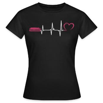Drôle d’instrument d’harmonica heartbeat - T-shirt Femme - noir - Devant - AI Model Female 172 dark (172cm)