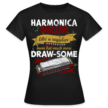 Lustiges Vintage Mundharmonika-Instrument - Frauen T-Shirt - Schwarz - Vorne - AI Model Female 172 dark (172cm)