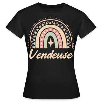 Cadeau Vendeuse. Boho Rainbow vendeuse. - T-shirt Femme - noir - Devant - AI Model Female 172 dark (172cm)