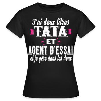 Agent d'Essai Tata Femme Ferroviaire Métier - T-shirt Femme - noir - Devant - AI Model Female 172 dark (172cm)