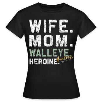 Héroïne de sandre - Chasseresse du doré jaune - T-shirt Femme - noir - Devant - AI Model Female 172 dark (172cm)
