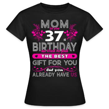 Funny Birthday Wishes Women 37th Birthday - Women's T-Shirt - black - Front - AI Model Female 172 dark (172cm)