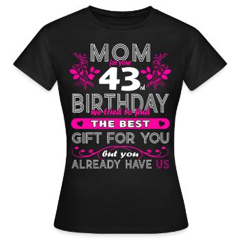 Funny Birthday Wishes Women 43rd Birthday - Women's T-Shirt - black - Front - AI Model Female 172 dark (172cm)