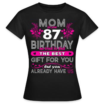 Funny Birthday Wishes Women 87th Birthday - Women's T-Shirt - black - Front - AI Model Female 172 dark (172cm)
