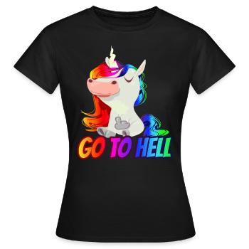 Go - Licorne arc-en-ciel du majeur - T-shirt Femme - noir - Devant - AI Model Female 172 dark (172cm)
